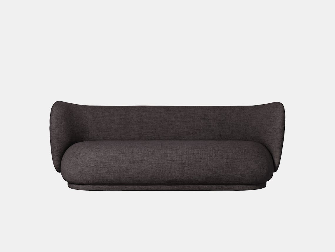 Ferm Living Rico 3 Seater Sofa Warm Dark Grey Boucle