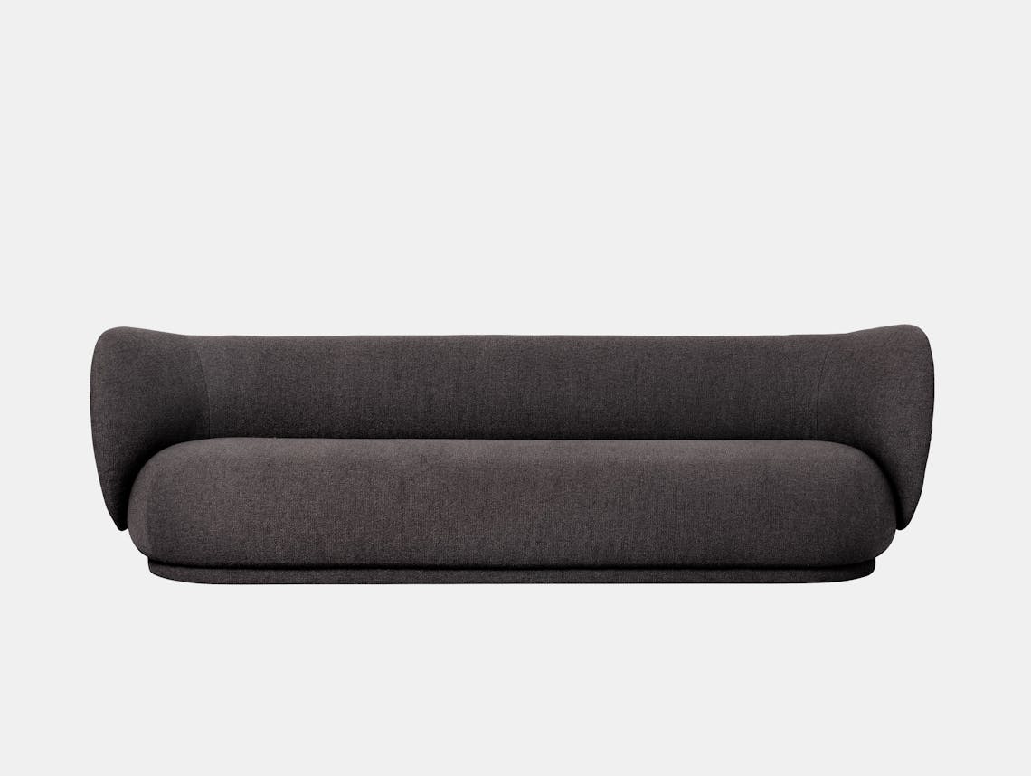 Ferm Living Rico 4 Seater Sofa Warm Dark Grey Boucle