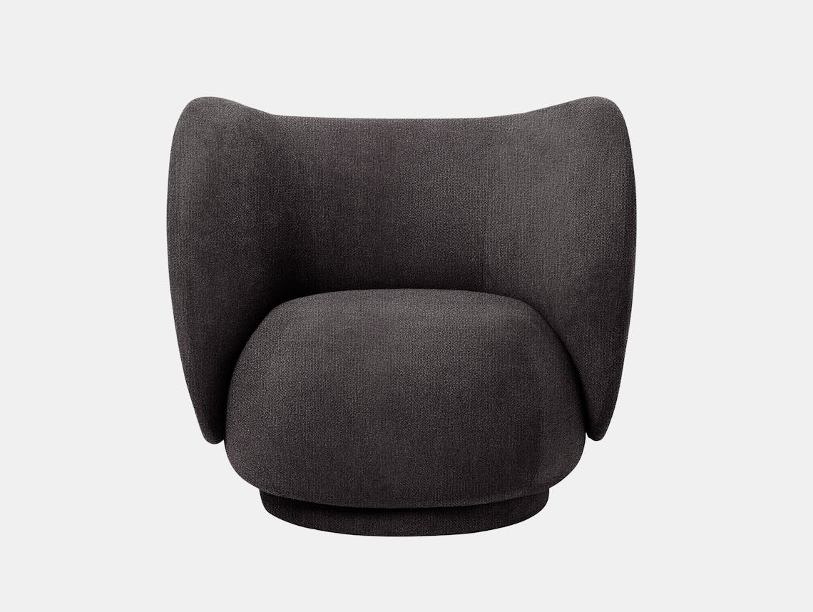 Ferm Living Rico Lounge Chair Warm Dark Grey Boucle