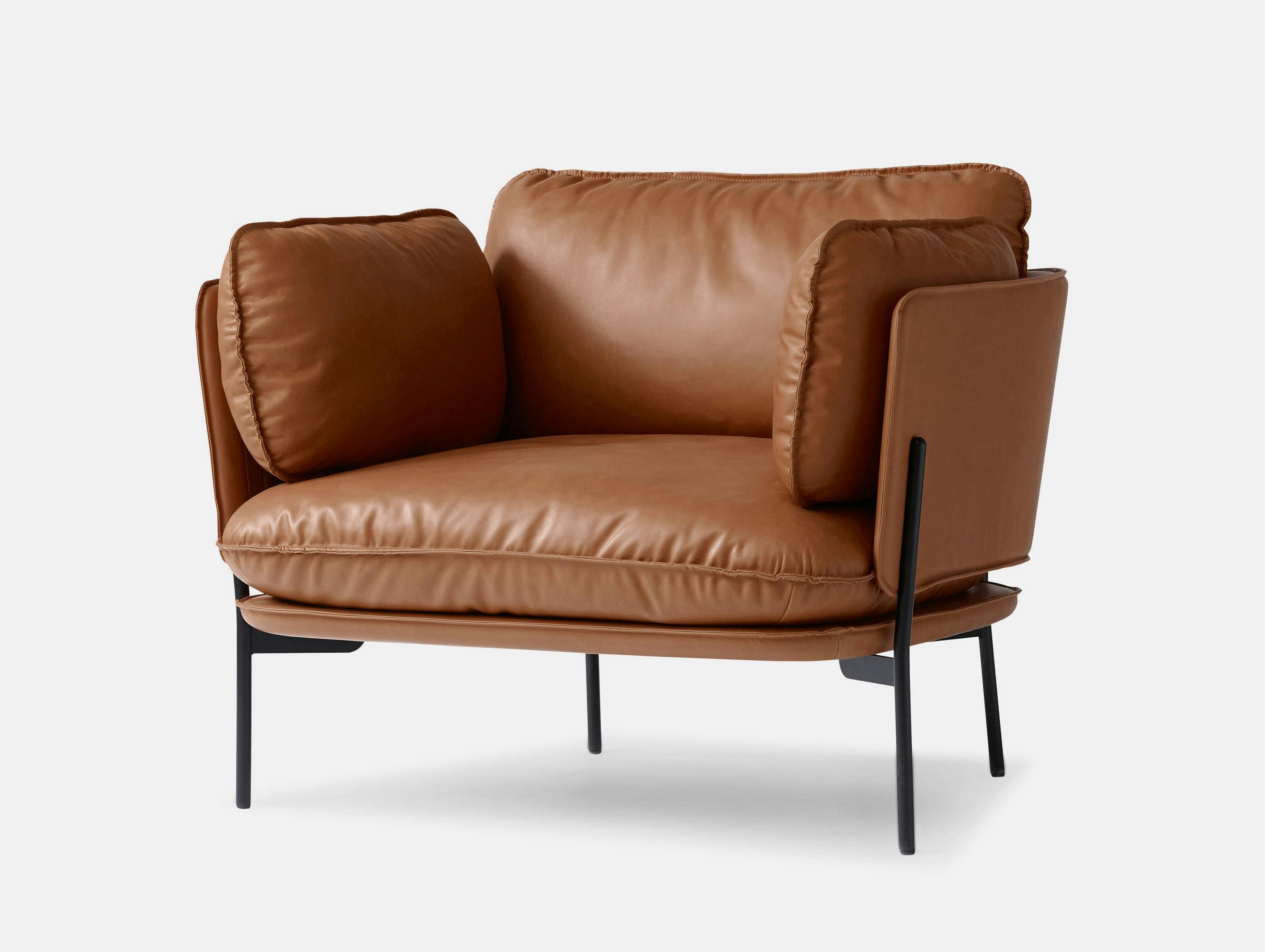 And Tradition Cloud Armchair Brown Leather Ln1 Luca Nichetto