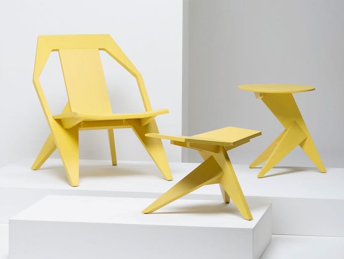 Mattiazzi Medici Lounge Chair Table Stool Yellow Ash Konstantin Grcic