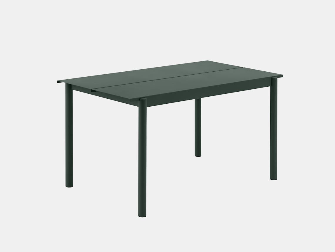 Muuto Linear Steel Outdoor Table L 140Cm Dark Green Thomas Bentzen