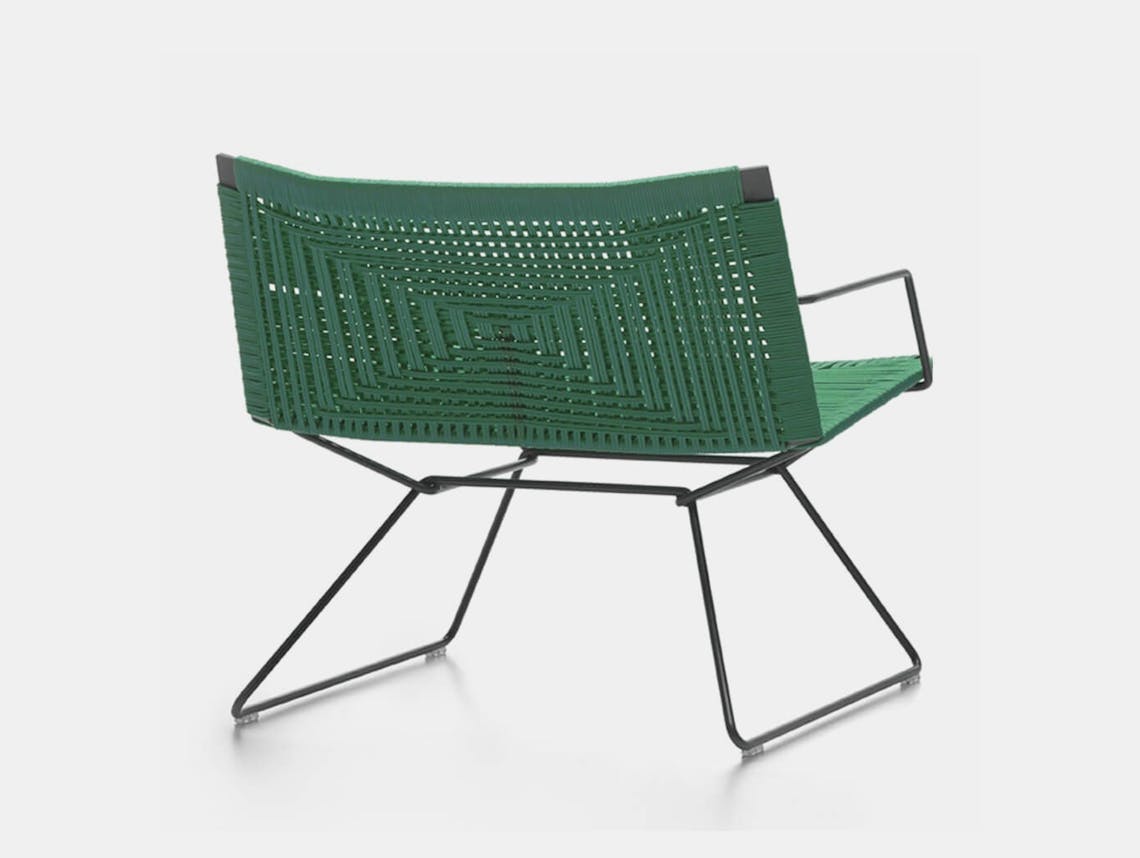 Mdf italia Jean Marie Massaud neil twist lounge chair outdoor green black arms