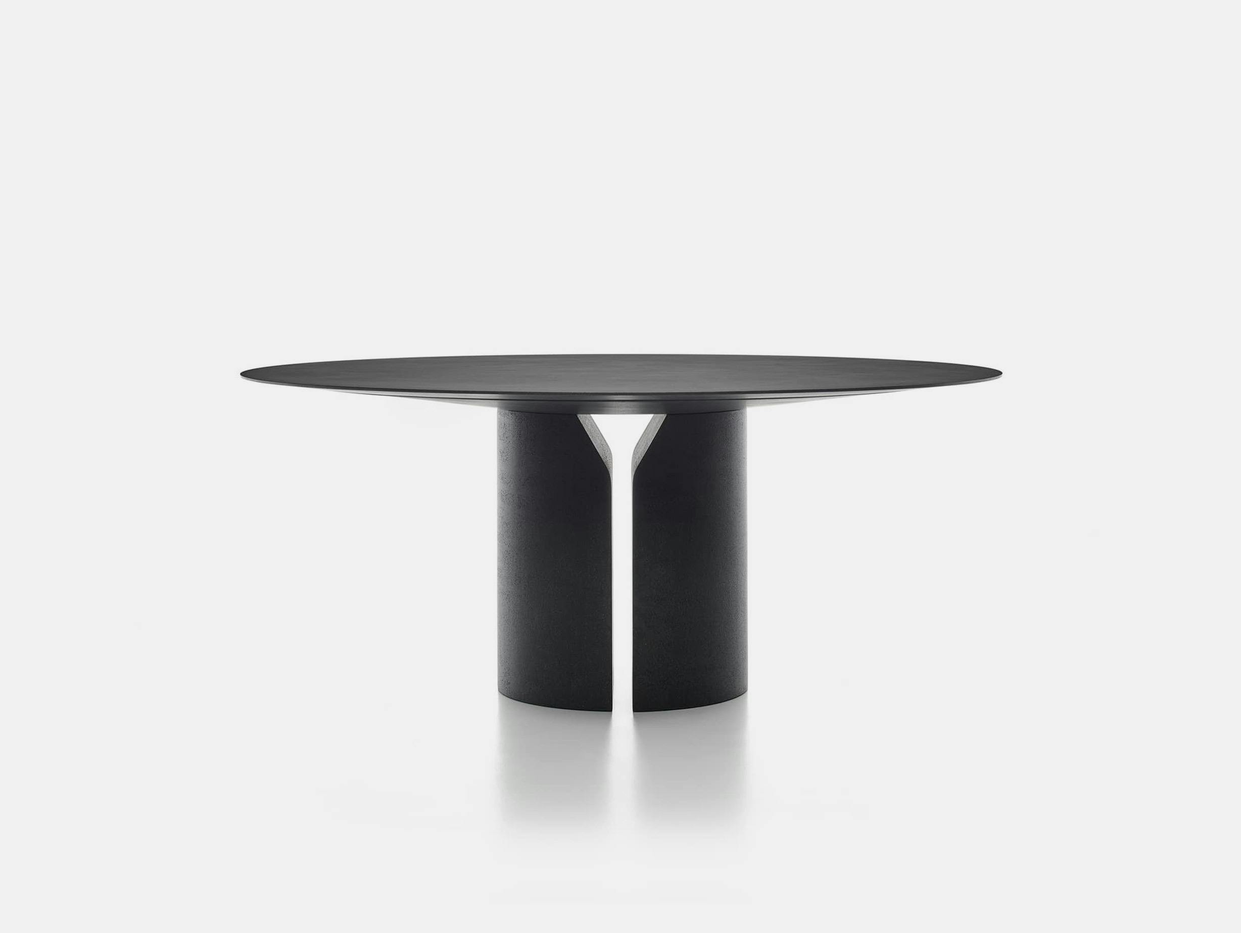 Mdf italia Jean Nouvel Design ndf table round stone black ebony