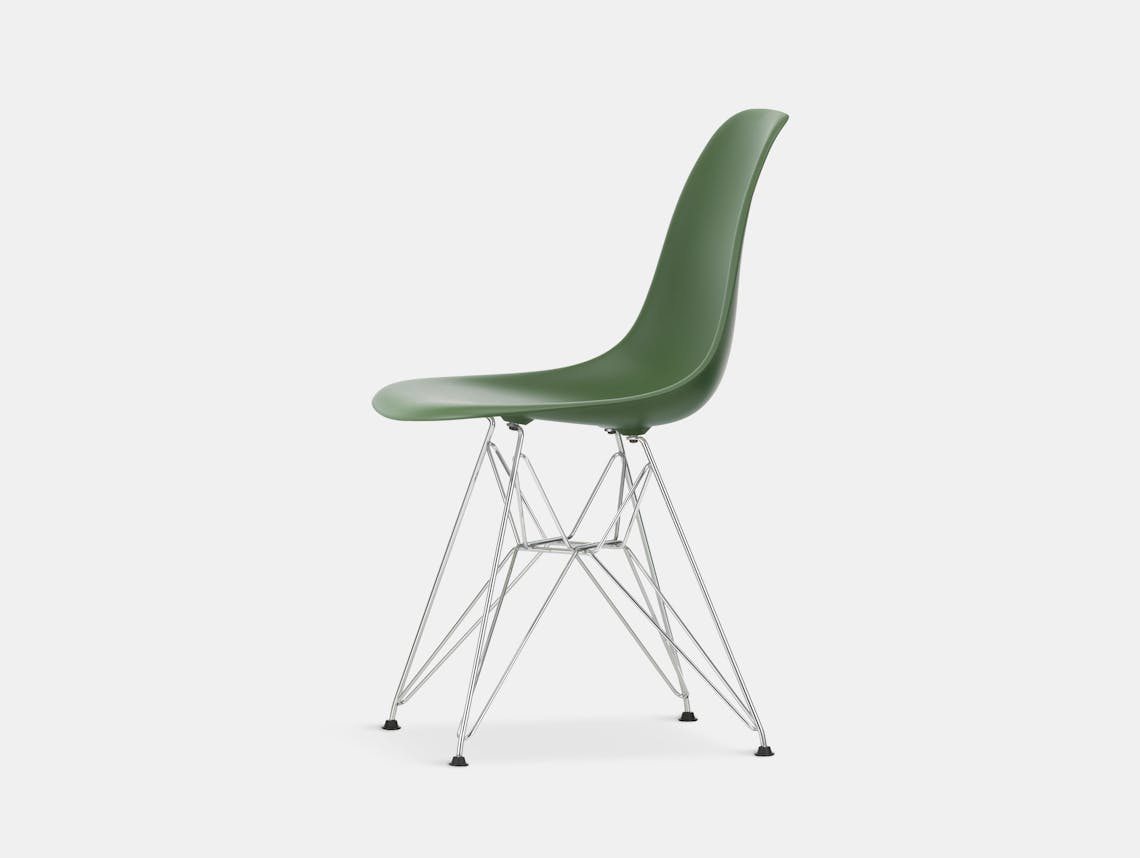 Vitra Eames Plastic Side Chair DSR forest chrome legs