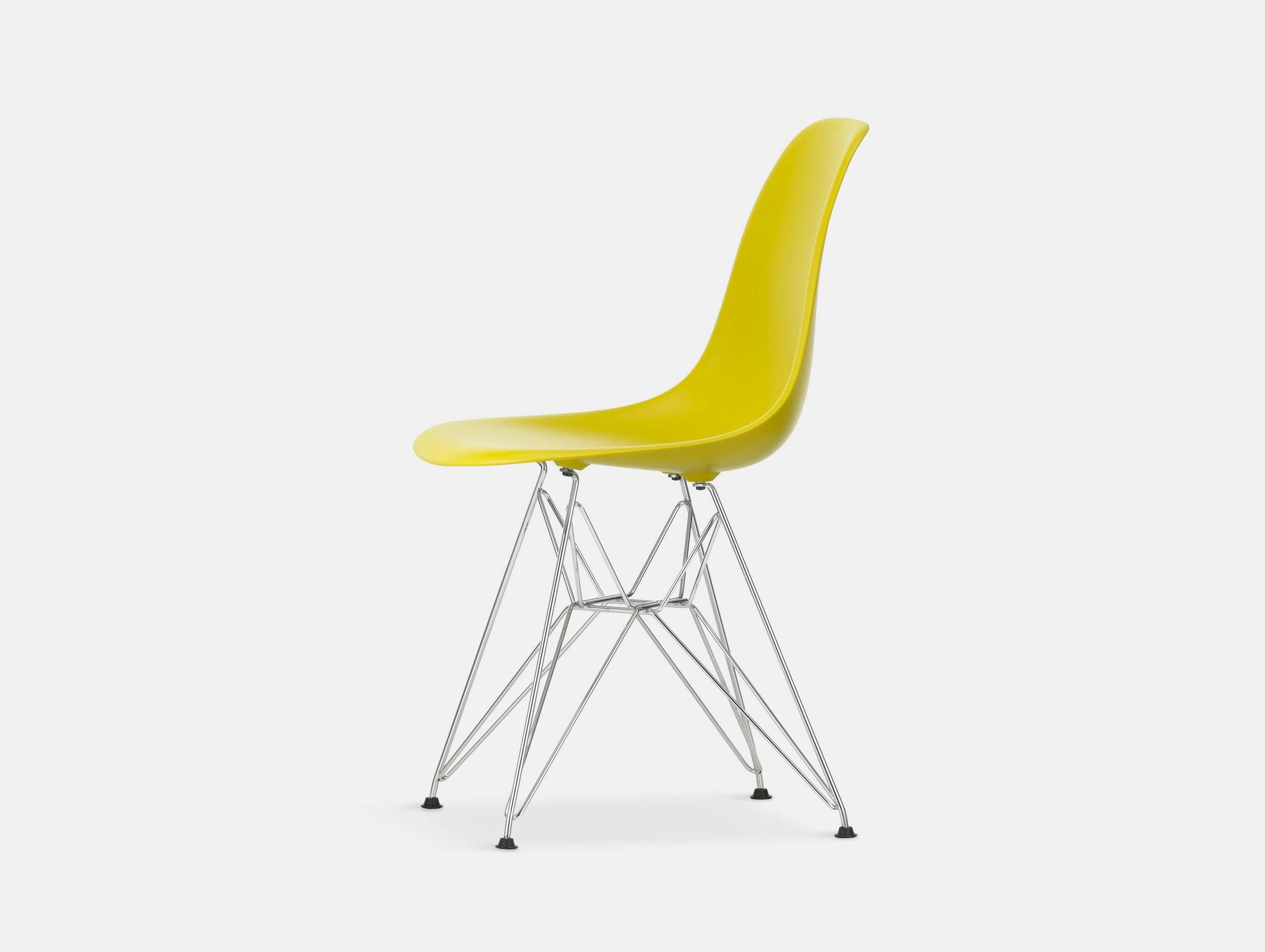 Vitra Eames Plastic Side Chair DSR mustard chrome legs