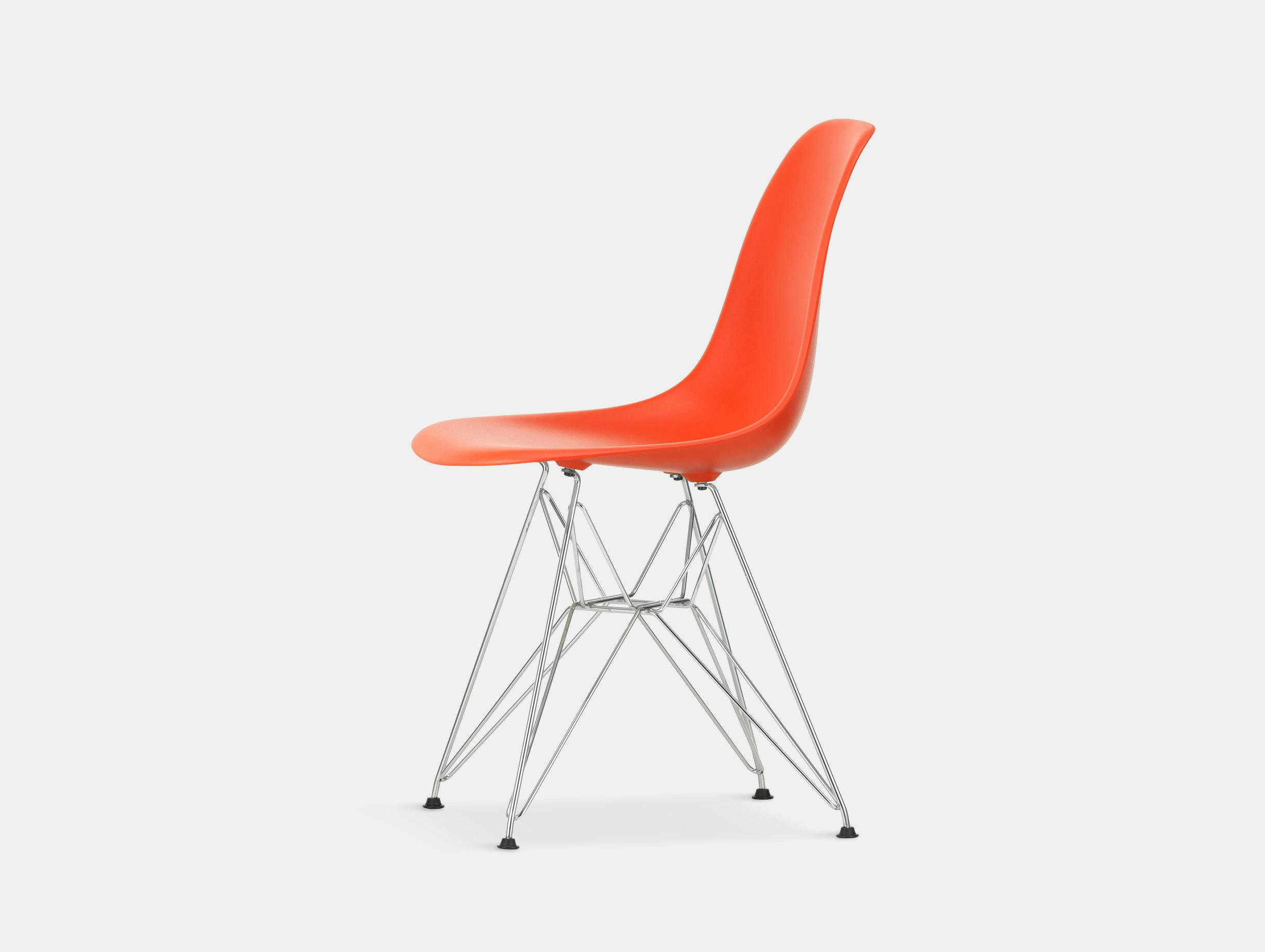 Vitra Eames Plastic Side Chair DSR poppy red chrome legs