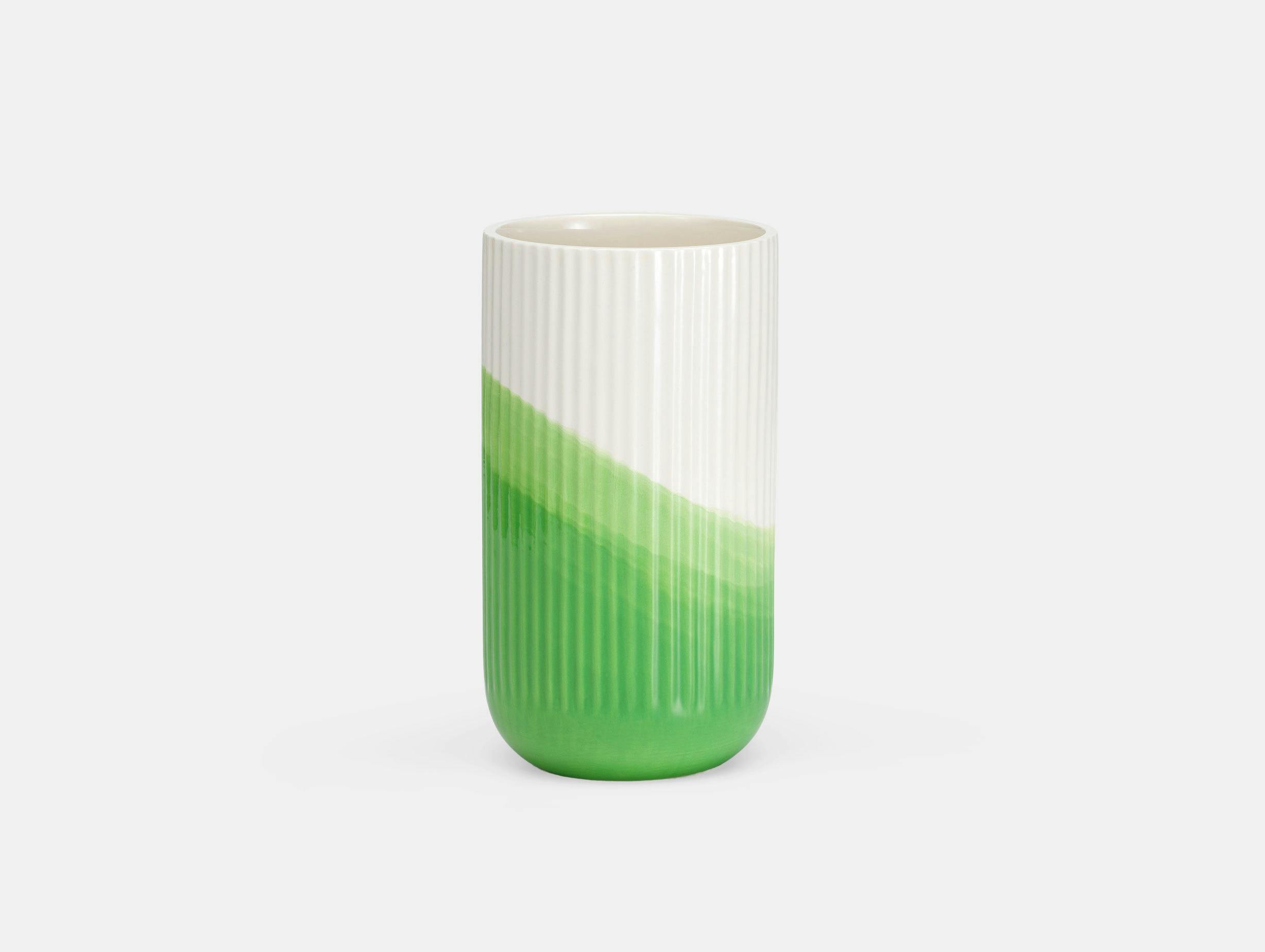 Vitra Herringbone Ribbed Vase Green Raw Edges