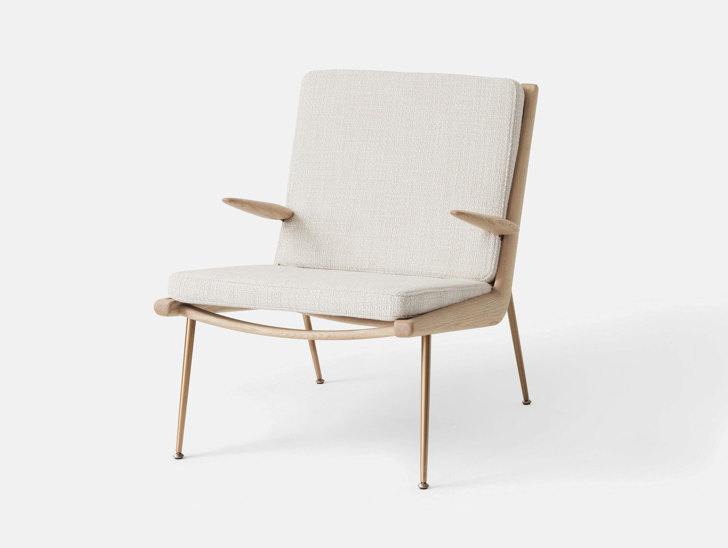 And Tradition Boomerang Lounge Chair with arms Oak Loop Cream Hvidt Molgaard