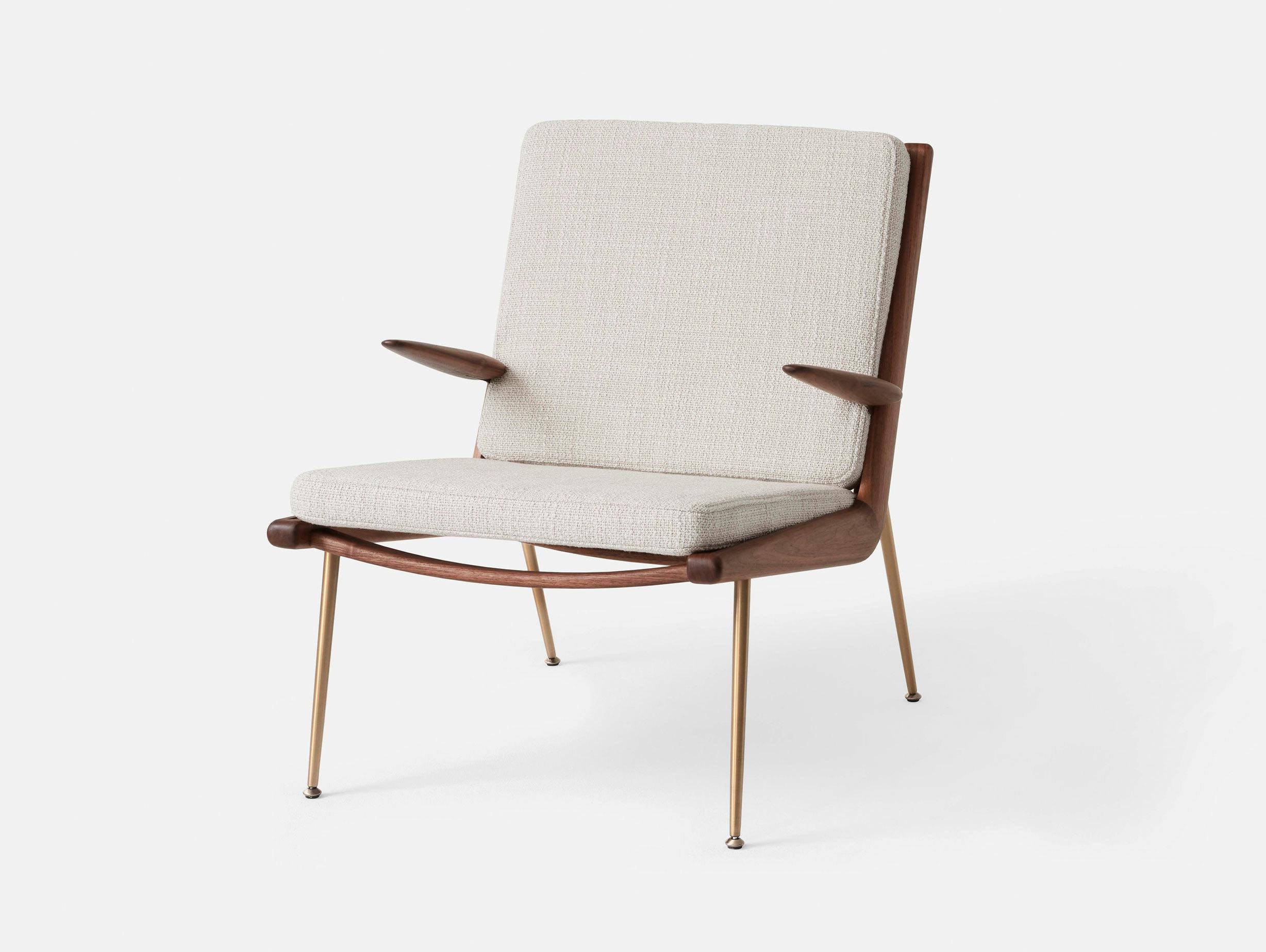 And Tradition Boomerang Lounge Chair with arms Walnut Loop Cream Hvidt Molgaard