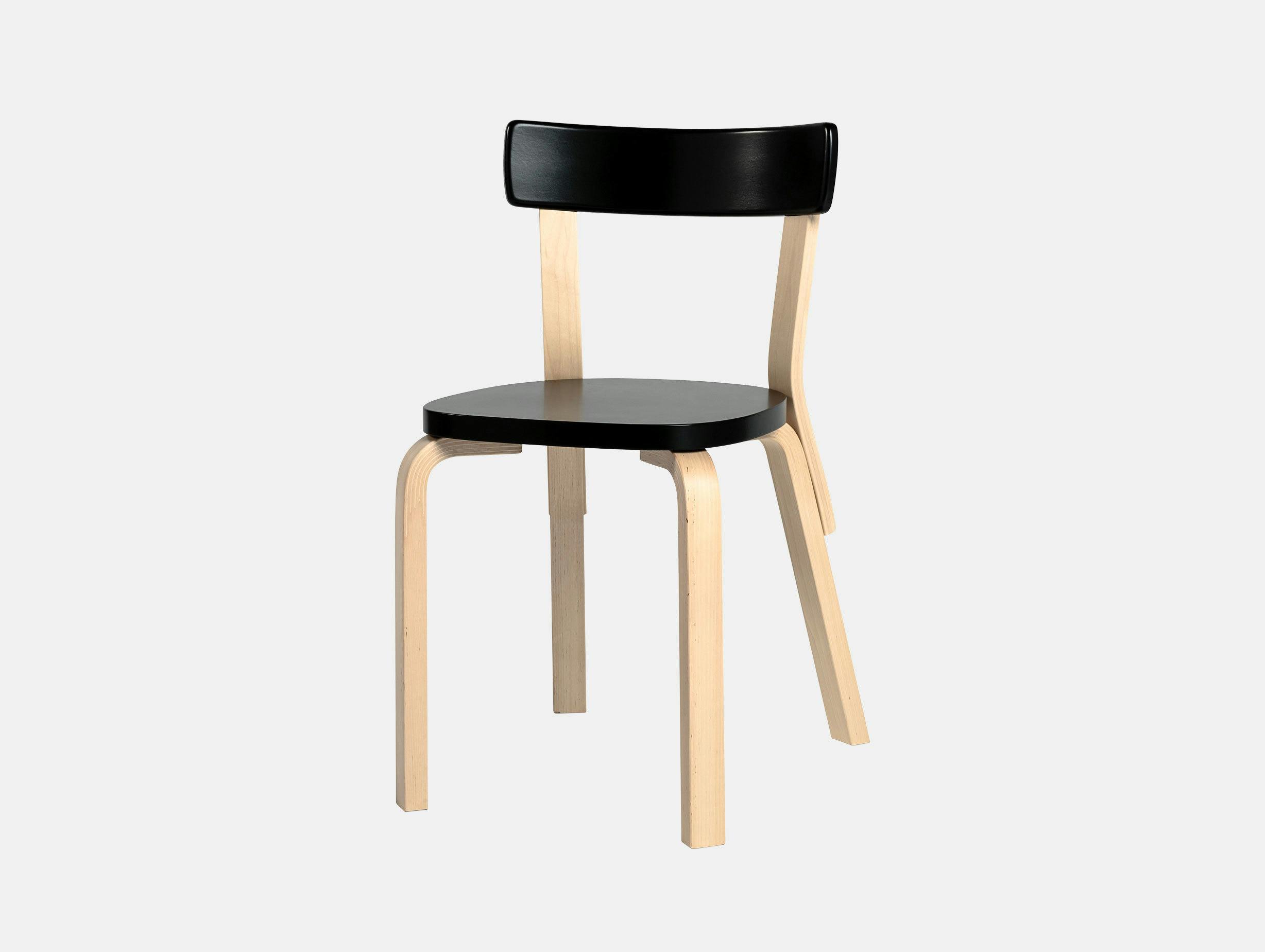 Artek Chair 69 Palmio Birch Black Alvar Aalto