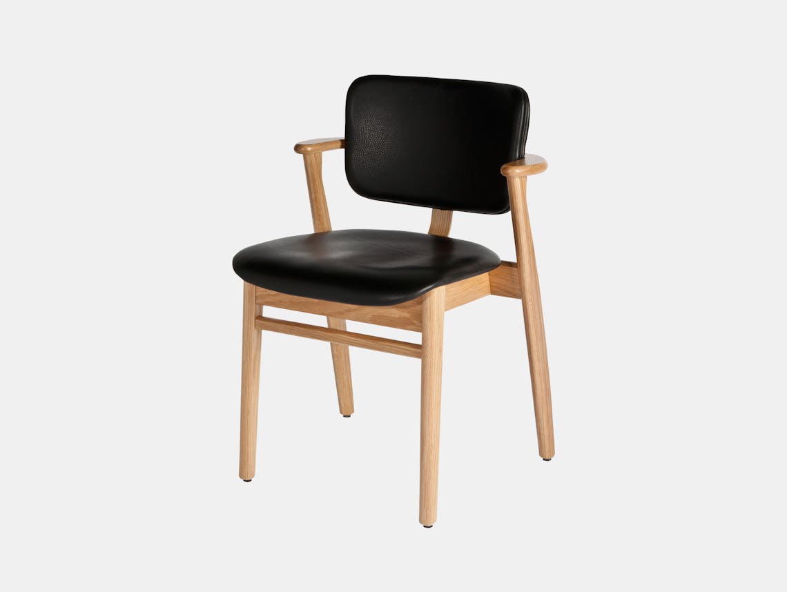 Artek Domus Chair Oak Black Leather Seat Photo Juha Nenonen