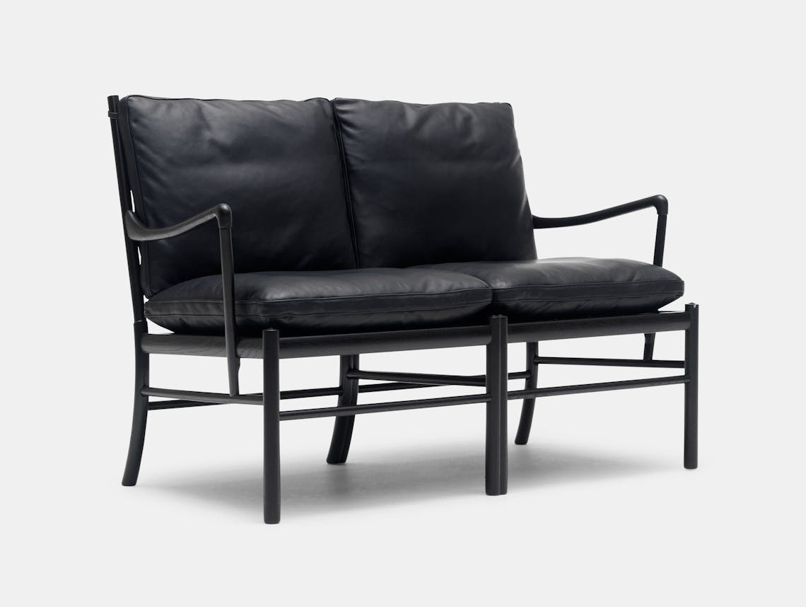 Carl Hansen Ow149 2 Colonial Sofa Black Leather Ole Wanscher