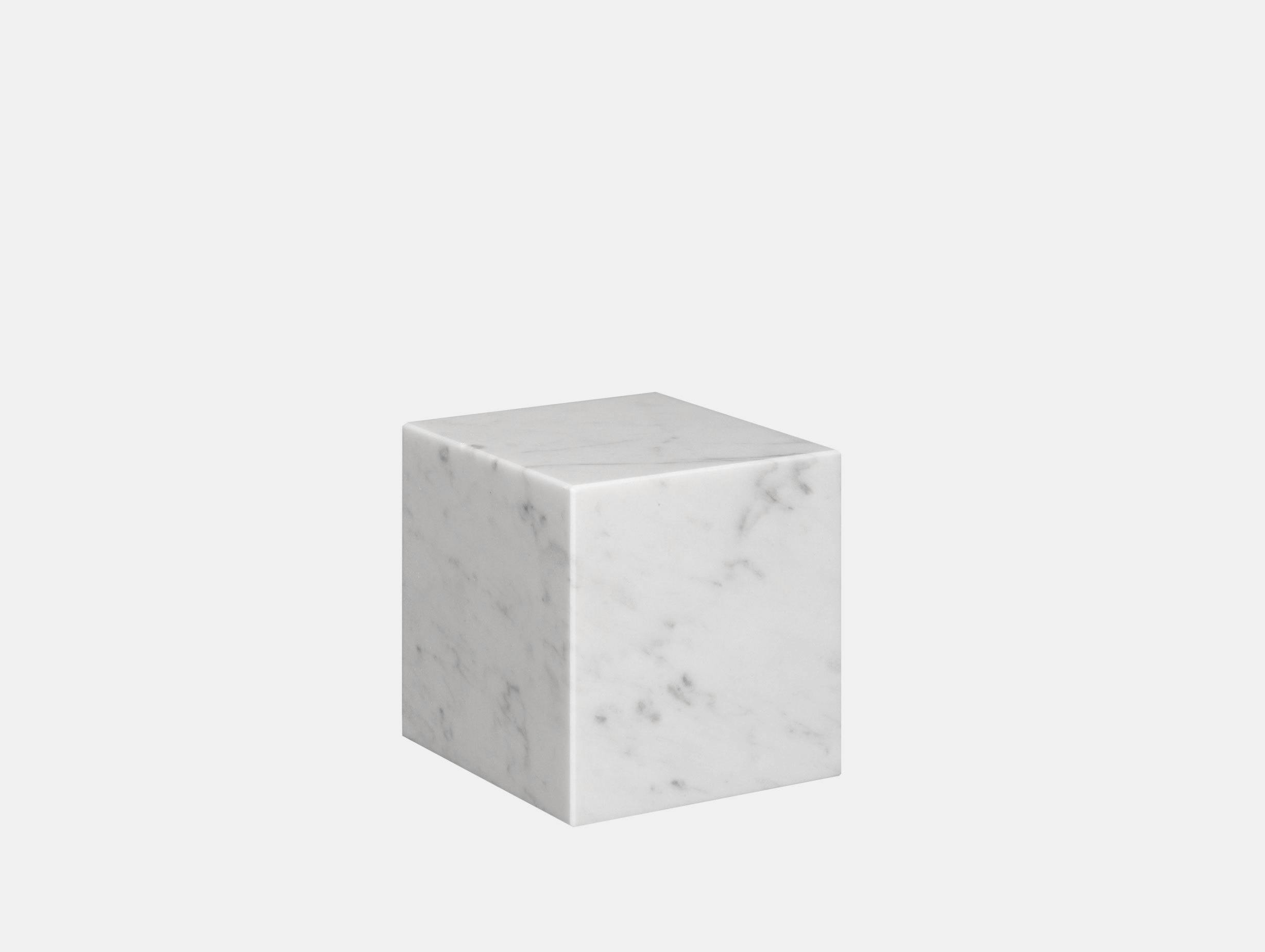 E15 Stop Bookend Cube White Marble Philipp Mainzer