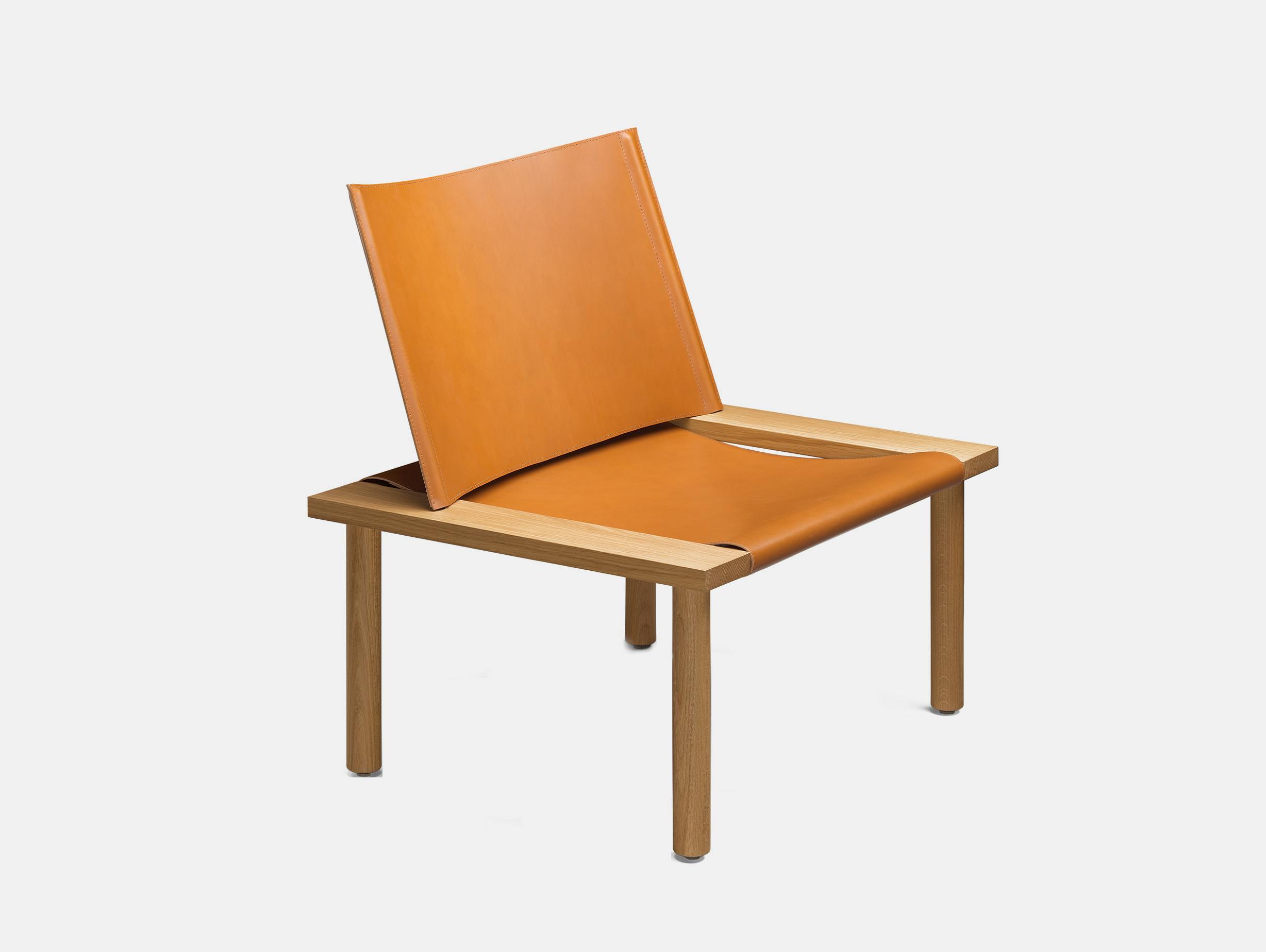 E15 ilma lounge chair brandy leather oak