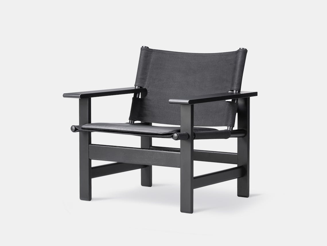 Fredericia canvas chair black leather pad 2