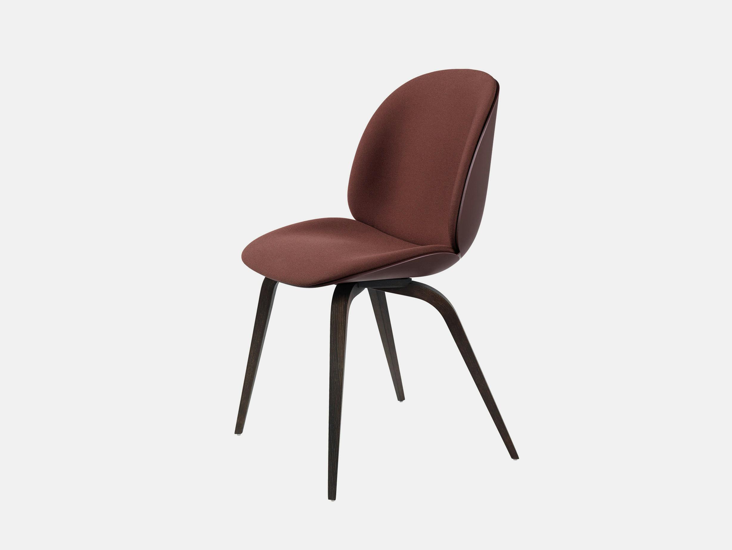 Gubi Beetle Chair Smoked Oak Dark Pink Steelcut 655 Front Upholstery Gam Fratesi