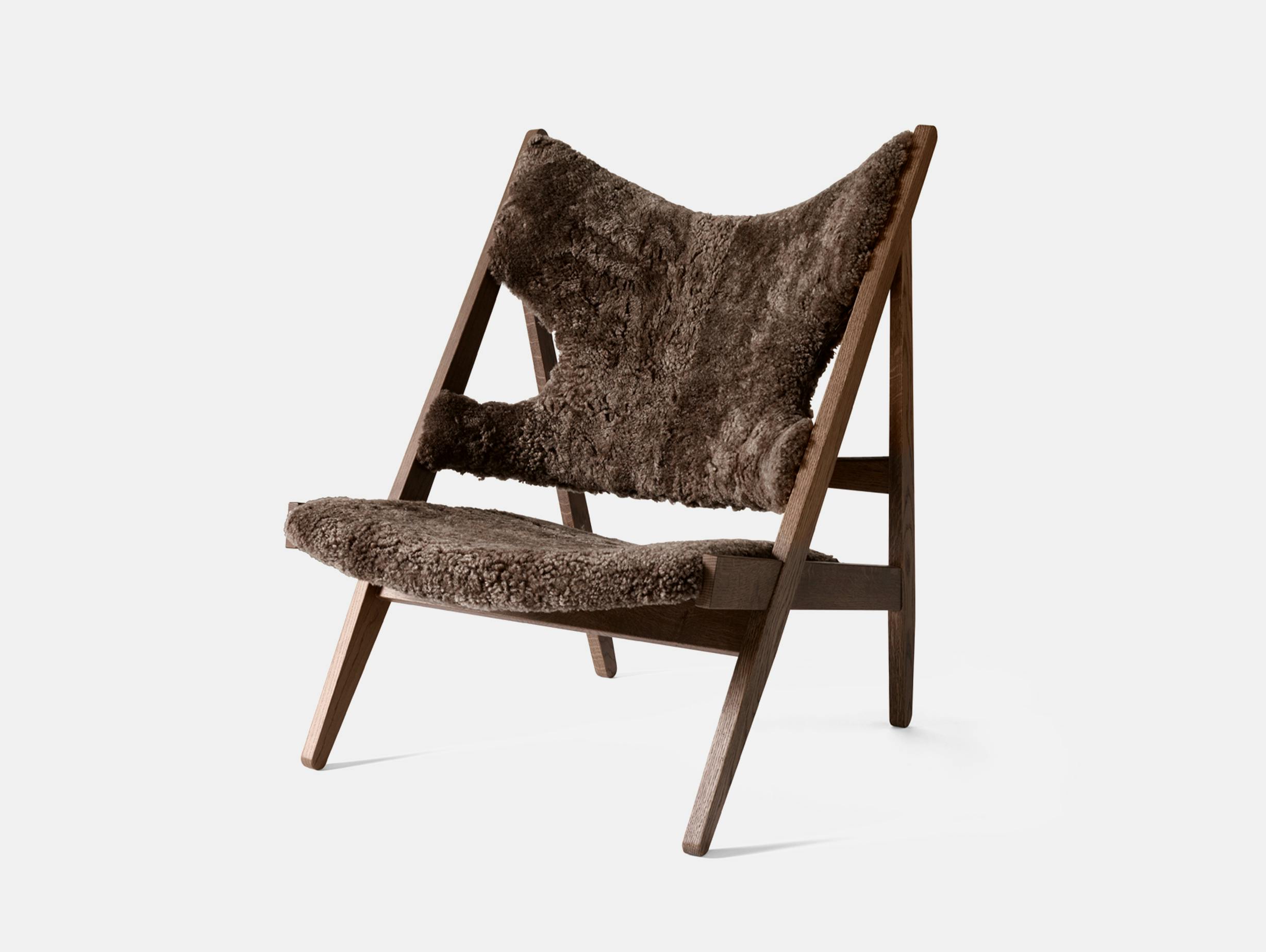 Menu knitting lounge chair dark stained oak root