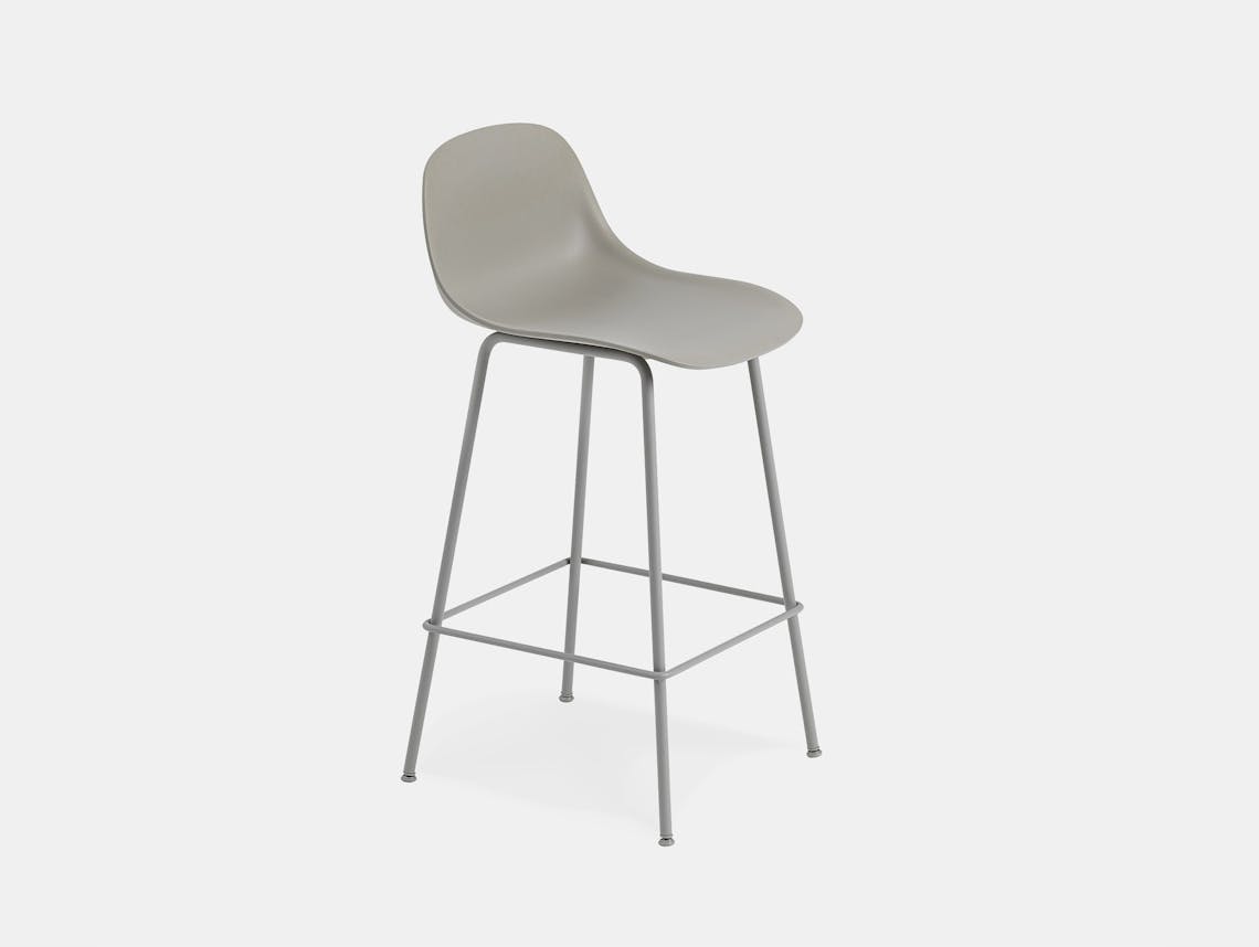 Muuto fiber bar stool tube grey backrest