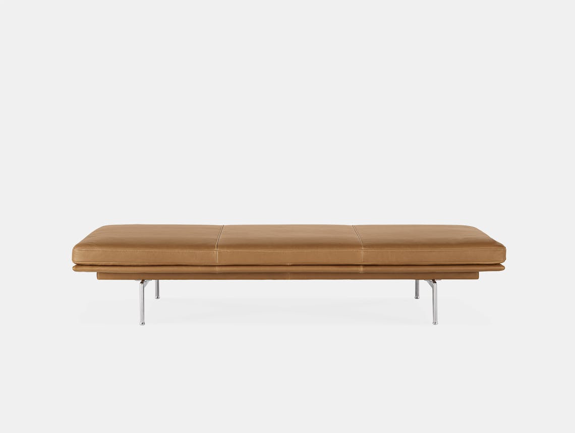 Muuto outline daybed cognac brown leather aluminium