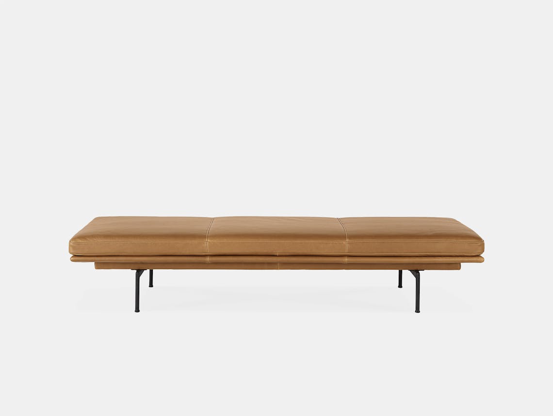 Muuto outline daybed cognac brown leather black