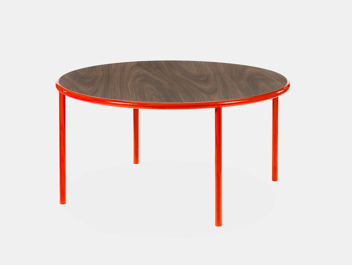 Muller van severen wooden table large round red walnut